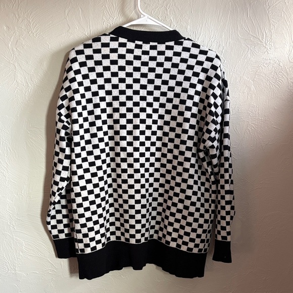 SHEIN Black & White Checkered Open Front Cardigan - Picture 3 of 3